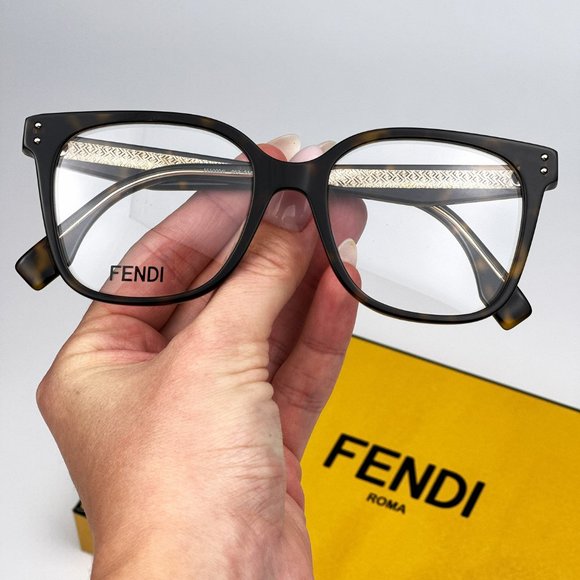 Fendi FE50004I 052 Eyeglasses Havana Square Women FE 50004I - Picture 3 of 13